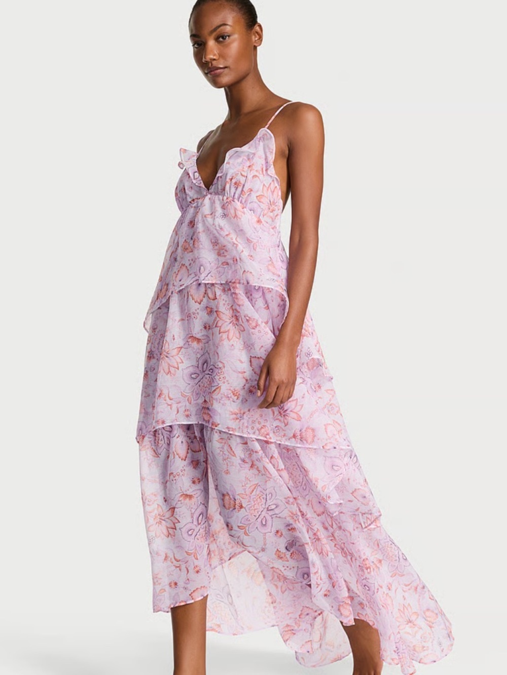 Victoria's Secret Vintage Blossom Chiffon Ruffled Maxi Dress NWOT size XXLarge